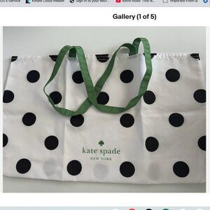 Kate Spade Large 26x15x5 White Black Polka Dot Nylon Tote NWT